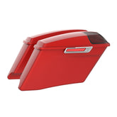 HR3 Wicked Red Denim CVO Stretched Saddlebags with Speaker Lids For 14-23 Harley Touring