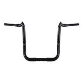 Santee 1-1/2" Fat 16" Rise Crooked Handlebar Gloss Black Chrome Fit For Harley Touring Glide