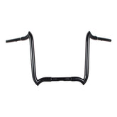 Santee 1-1/4" 16" Rise Crooked Handlebar Gloss Black Chrome Fit For Harley Touring 3.5" Knurl