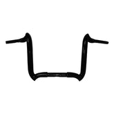 Santee 1-1/2" Fat 12" Rise Crooked Handlebar Gloss Black Chrome Fit For Harley 3.5" Knurl