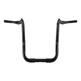 Santee 1-1/2" Fat 20" Rise Crooked Handlebar Gloss Black Chrome Fit For Harley Electra Glide