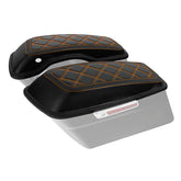 C.C. RIDER Saddlebag Lid Covers Lattice Stitching Protect Saddlebags For Harley Touring Street Glide Road Glide 2014-2024
