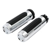 Custom Chrome Chrome 1'' Handlebar Hand Grips Fit For Harley Softail XL Cable Throttle 1973-Up