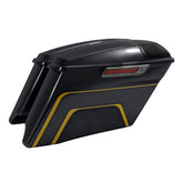 HR3 Gold / Black Geometric Shape Fade CVO Stretched Saddlebags with Speaker Lids For 14-23 Harley Touring
