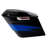 HR3 Candy Cobalt / Indigo Ink 5" Stretched Extended Saddlebags with speaker lids For Harley Touring 2014-2023