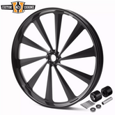 30" 3.5"CNC Black Front Wheel Rim & Hubs Dual Disc Fit For Harley Touring Custom