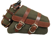 La Rosa Design Canvas Right Left Saddlebag W/Fuel Bottle Fit For Harley Sportster 2004-Up Army Green