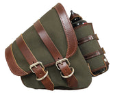 La Rosa Design Canvas Right Left Saddlebag Swing Arm Bag W/Fuel Bottle Fits For Harley Softail 1986+