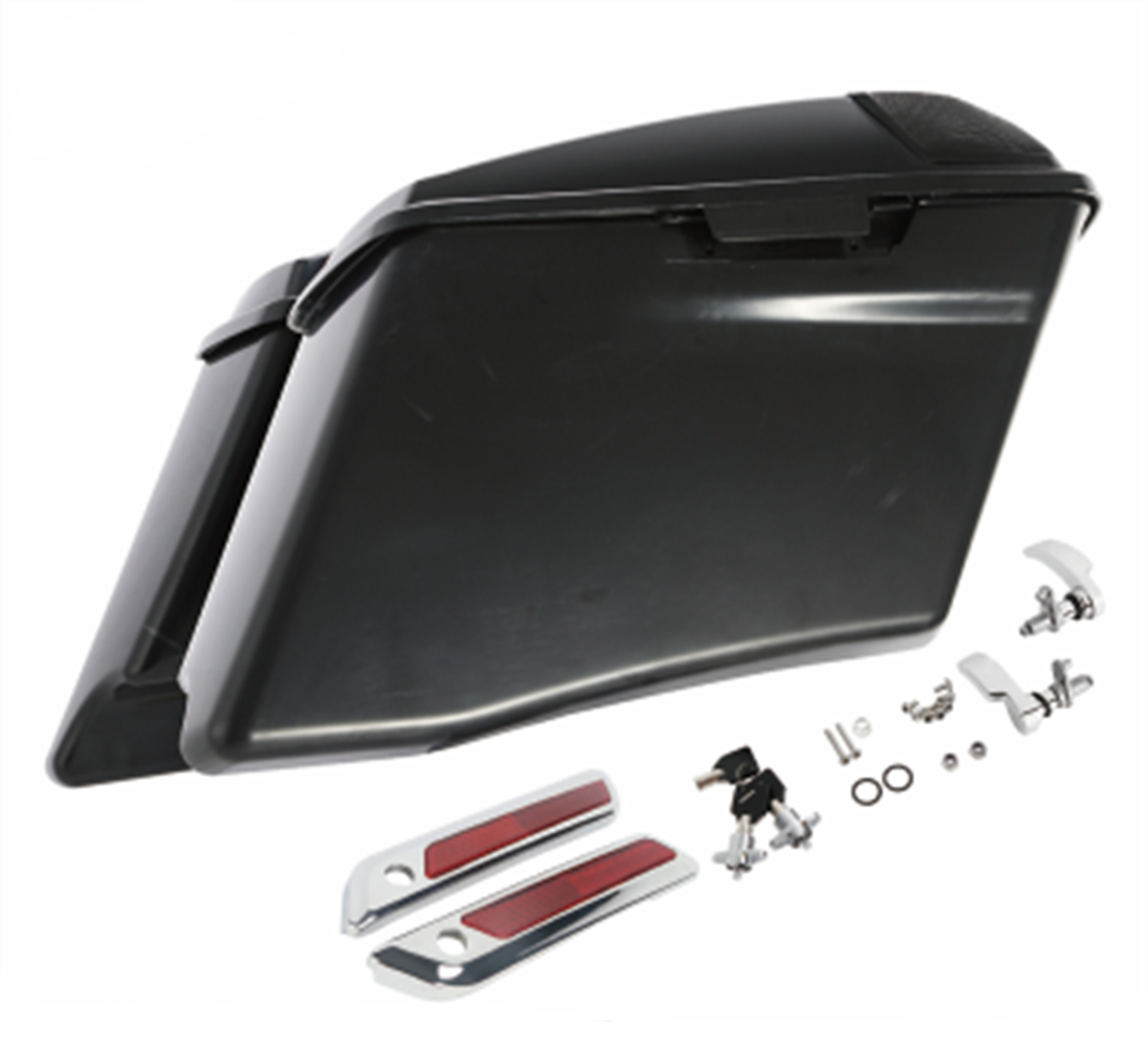 Custom Chrome Unpainted CVO Hard Stretched Saddlebags w Speaker Lid Fit For Harley Touring 14 Up