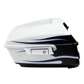 HR3 White Amethyst With Black Licorice Flames King Size Touring Trunk Luggage with Speaker For 14-24 Harley Touring Cut Outs