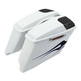 HR3 White Amethyst With Black Licorice Flames CVO Stretched Saddlebags with Speaker Lids For 14-23 Harley Touring