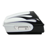 HR3 White Amethyst With Black Licorice Flames 10.7" Chopped Style Touring Trunk Luggage For 14-24 Harley Touring
