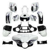 HR3 White Amethyst With Black Licorice Flames Complete Body Fairing Kit For Harley CVO Street Glide FLHXSE 14-23