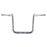 Santee 1-1/2" Fat 1-1/4" Clamp 14" Rise Crooked Handlebar Chrome Gloss Black Fit For Harley Touring