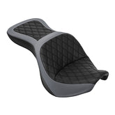 C.C. RIDER VN900 Vulcan Classic One Piece Seat Standard Driver Passenger Seat Grey Stripe For Kawasaki Vulcan Classic, 2006-2025