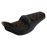 C.C. RIDER Indian Seat One Piece 2 Up Seat Orange Lattice Stitching For Indian Chieftain Models, 2014-2025