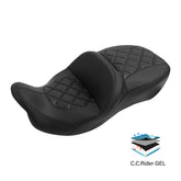 Gel Seat C.C. RIDER Touring Seat 2 Up Seat Driver Passenger Seat For Harley CVO Road Glide Electra Glide Street Glide Road King, 2009-2023