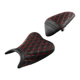 C.C. RIDER Ninja 400 Z400 Front And Rear Seat Fit For Kawasaki Black Red Lattice Stitch, 2018-2024