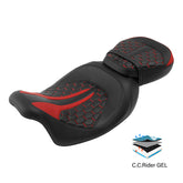 C.C. RIDER Touring Seat Two Piece 2 Up Seat Low Profile Driver Passenger Seat Custom For Road King Road Glide Street Glide, 2009-2023