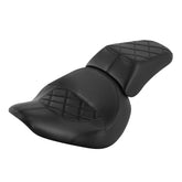 C.C. RIDER Softail Seat Two Piece 2 Up Seat Low Profile Driver Solo Seat Passenger Seat Black Lattice For Harley Fat Boy Cross Bones Softail, 2006-2017