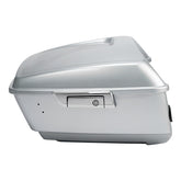 HR3 Brilliant Silver Pearl King Size Touring Trunk Luggage with Speaker Cut Outs For 14-24 Harley Touring