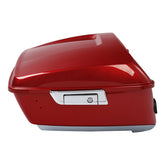 HR3 Wicked Red / Barracuda Silver King Size Touring Trunk Luggage with Speaker Cut Outs For 14-24 Harley Touring