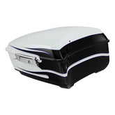 HR3 White Amethyst With Black Licorice Flames 13.7" King Size Touring Trunk Luggage For 15-24 Harley Touring