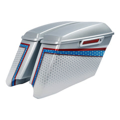 HR3 White Flake Fade CVO Stretched Saddlebags For 14-23 Harley Touring