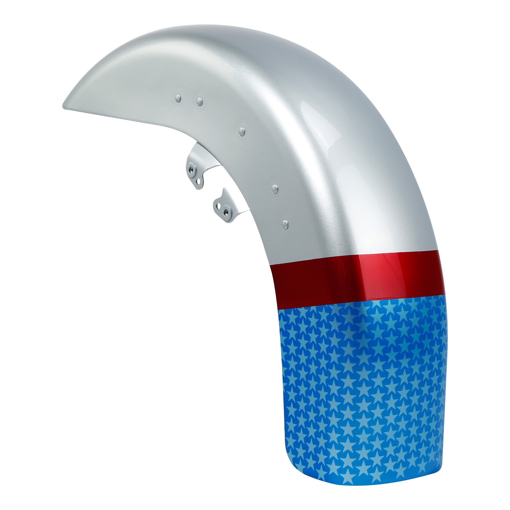 HR3 White Flake Fade Motorcycle 18" Wide Tire Front Mudguard Fender For Harley Touring Models 2014-2023