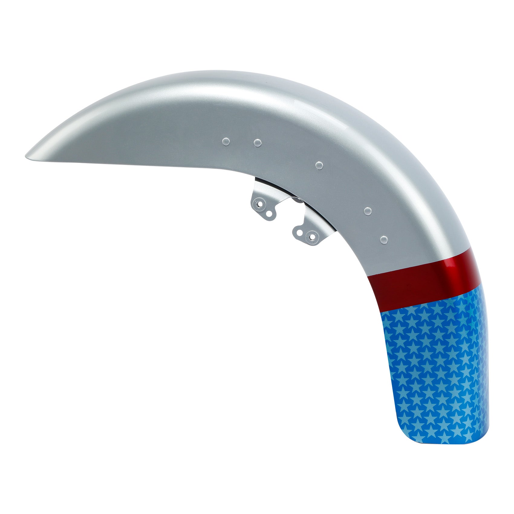 HR3 White Flake Fade Motorcycle 18" Wide Tire Front Mudguard Fender For Harley Touring Models 2014-2023