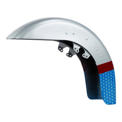 HR3 White Flake Fade Motorcycle 18" Wide Tire Front Mudguard Fender For Harley Touring Models 2014-2023