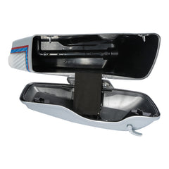 HR3 White Flake Fade CVO Stretched Saddlebags For 14-23 Harley Touring