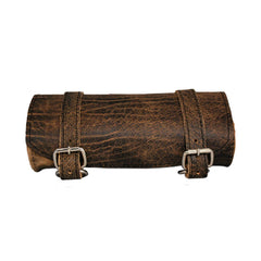 La Rosa Design 12"Leather Front Fork Tool Bag For Harley Handlebar Luggage Storage Rustic brown