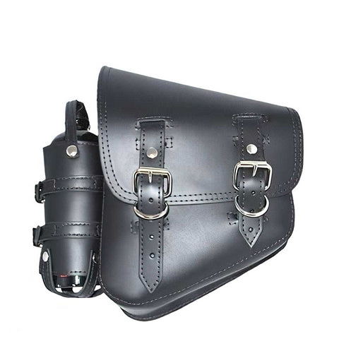 La Rosa Design Black Leather Left Saddlebag Swing Arm Solo Side Bag Fits Harley Softail&Rigids