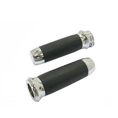 Custom Chrome CNC Panorama Cable Style Grips Set Chrome W/ Black Rubber Fit For Harley 1973-Up