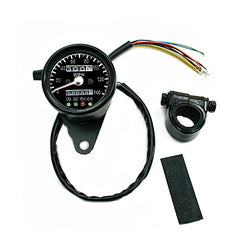 Custom Chrome Black 2.4"Mechanical Mini Speedometer 2240:60 KM/H W/ Indicator LED+Trip Meter