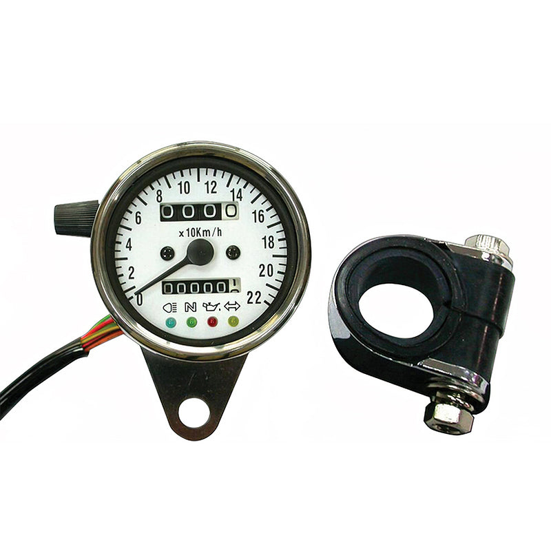 Custom Chrome Motor 2.4" Mechanical Mini Speedometer 2240:60 KM/H W/ Indicator LED+Trip Meter