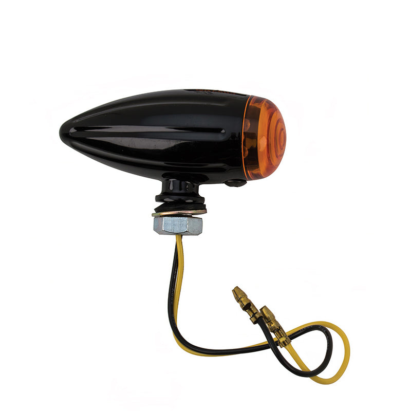 Custom Chrome Black Turn Signal LED Mini Grooved Bullet Light Marker Amber Lens Fit For Harley