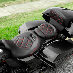 C.C. RIDER Razor Chopped Pack Trunk Backrest Passenger Backrest Pad Lattice Sititching For Harley Touring CVO Road Glide Street Glide Road King, 2014-2025