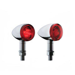 Custom Chrome Chrome Turn Signals LED Tail Mini Bullet Marker Red Lens 12V Pair Fit For Harley