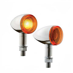 Custom Chrome Chrome Turn Signals Mini Bullet Marker Light Amber Lens 12V Pair Fit For Harley