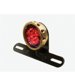 Custom Chrome LED Retro Drilled Brass Taillight W/Bracket Clear Lens For Harley Bobber Chopper