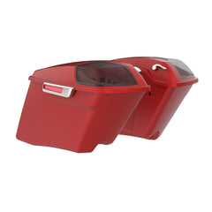 HR3 Wicked Red Denim CVO Stretched Saddlebags with Speaker Lids For 14-23 Harley Touring