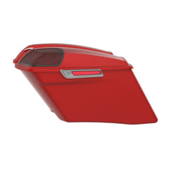HR3 Wicked Red Denim CVO Stretched Saddlebags with Speaker Lids For 14-23 Harley Touring