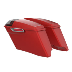 HR3 Wicked Red Denim CVO Stretched Saddlebags with Speaker Lids For 14-23 Harley Touring