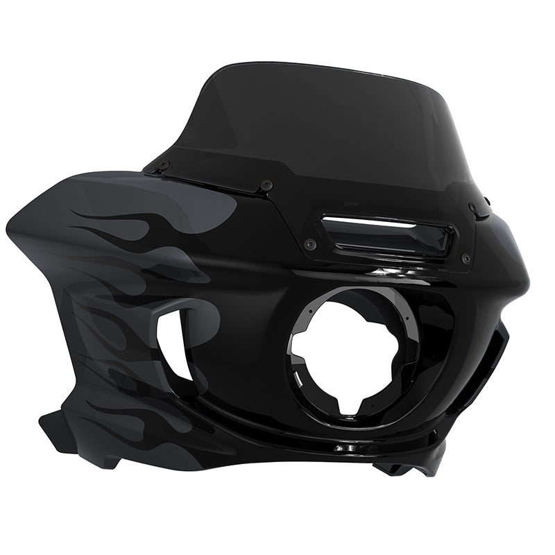 HR3 Low Rider Gunship Gray Fire Pattern Headlight Fairing & Black Windshield Fit For Harley Low Rider ST 2022-2023 2023 22