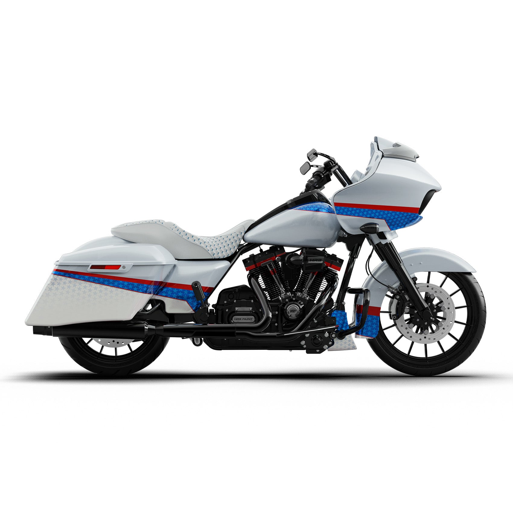 HR3 White Flake Fade Complete Body Fairing Kit For Harley CVO Road Glide FLTRXSE 15-23