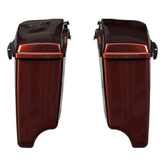 HR3 Auburn Sunglo & Black Hole With Rich Bourbon CVO Stretched Saddlebags with Speaker Lids For 14-23 Harley Touring
