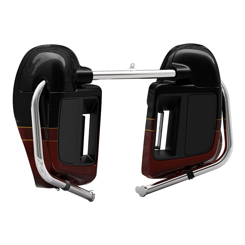 HR3 Auburn Sunglo & Black Hole With Rich Bourbonk Vented Lower Fairing Kit With 6.5" Speaker Pods For Harley Touring models 2014-2024