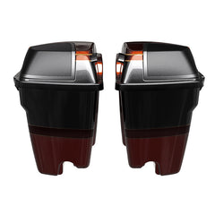 HR3 Auburn Sunglo & Black Hole With Rich Bourbon CVO Stretched Saddlebags with Speaker Lids For 14-23 Harley Touring